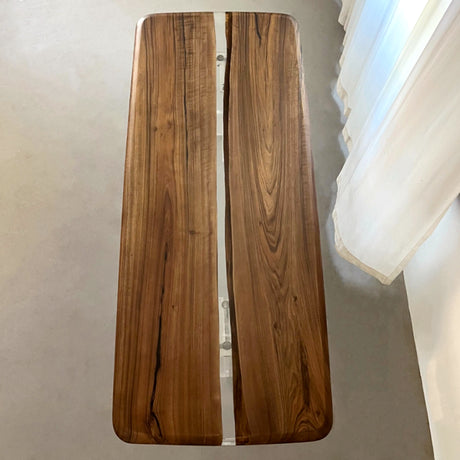 Elite Two-Piece Black Walnut & Transparent Epoxy Resin Dining Table ECT-159