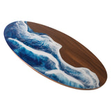 Elite Oval Black Walnut Dining Table with Ocean - Wave Blue Resin Inlay ECT-246