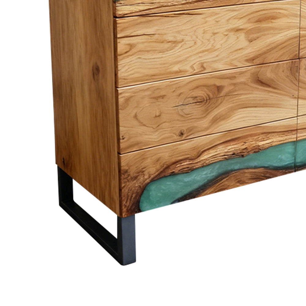 Elite Olive Wood Sideboard with Ocean Green Epoxy River ECD-08