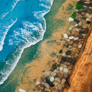 Elite Walnut Straight Edge Blue Ocean Epoxy Rectangular Dinner Table ECT-251