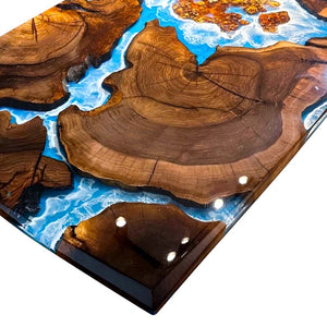 Elite Walnut Wood & Ocean - Scene Resin Cliff - View Table ECT-202