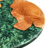 Elite Olive Wood & Emerald - Green Epoxy River Landscape Round Table ECT-44