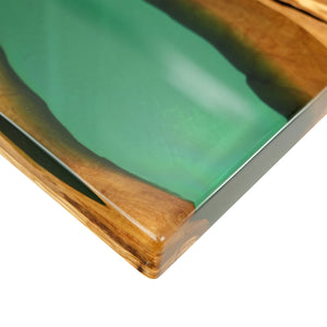 Elite Straight - Edge Olive Dining Table with Green Stream Resin 83.86"L×40.16"W EIT-19