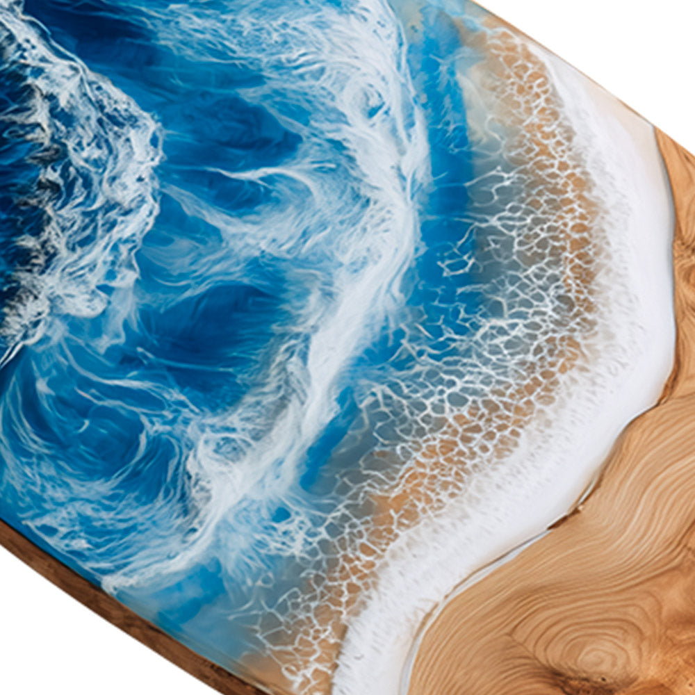 Elite Oval Olive Wood Dining Table with Dynamic Ocean - Wave Resin Inlay ECT-245