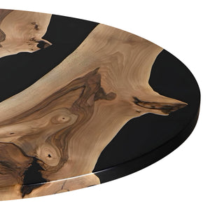 Custom Black Walnut Epoxy Resin Round Coffee Table ECT-118