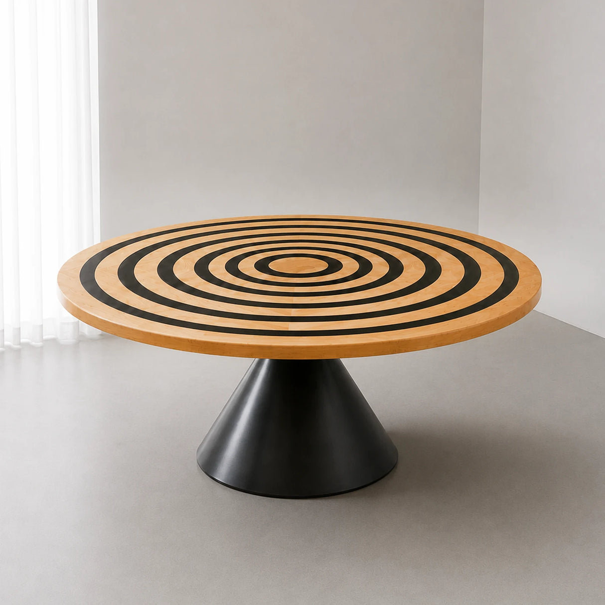 Ash Black Epoxy Ring Round Dining Table | ECT-385