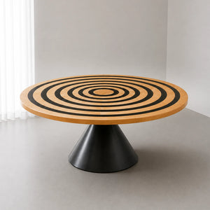 Ash Black Epoxy Ring Round Dining Table | ECT-385