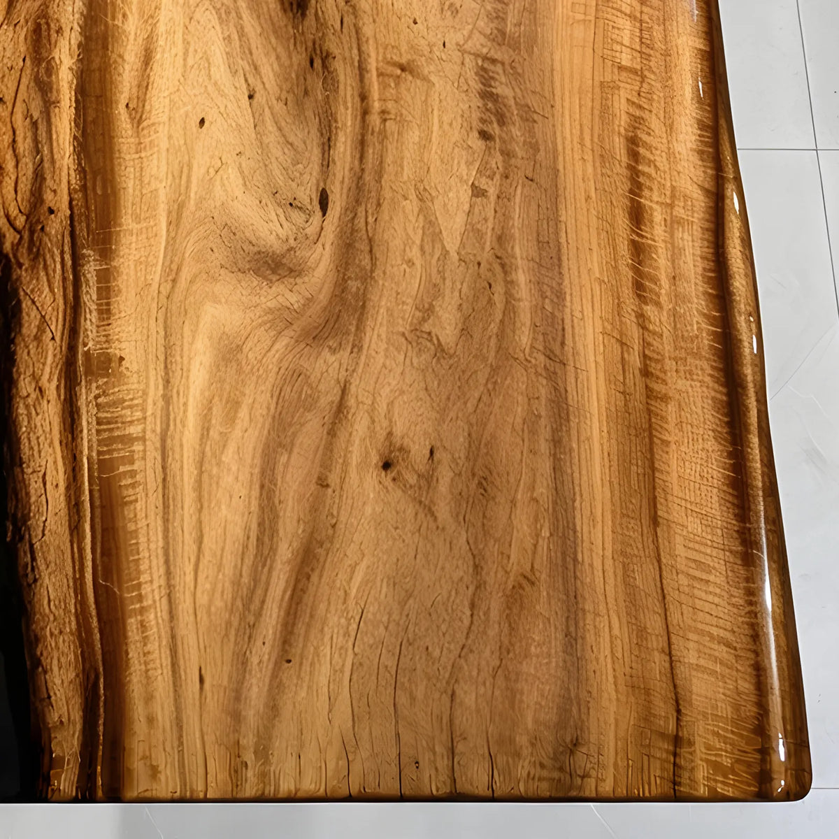 Custom Straight Edge Olive Wood Black Epoxy Resin Conference Table | ECT-401