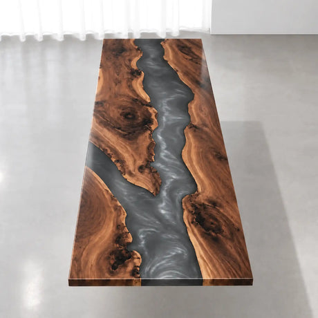 Custom Black Walnut Black Epoxy Resin Conference Table | ECT-409