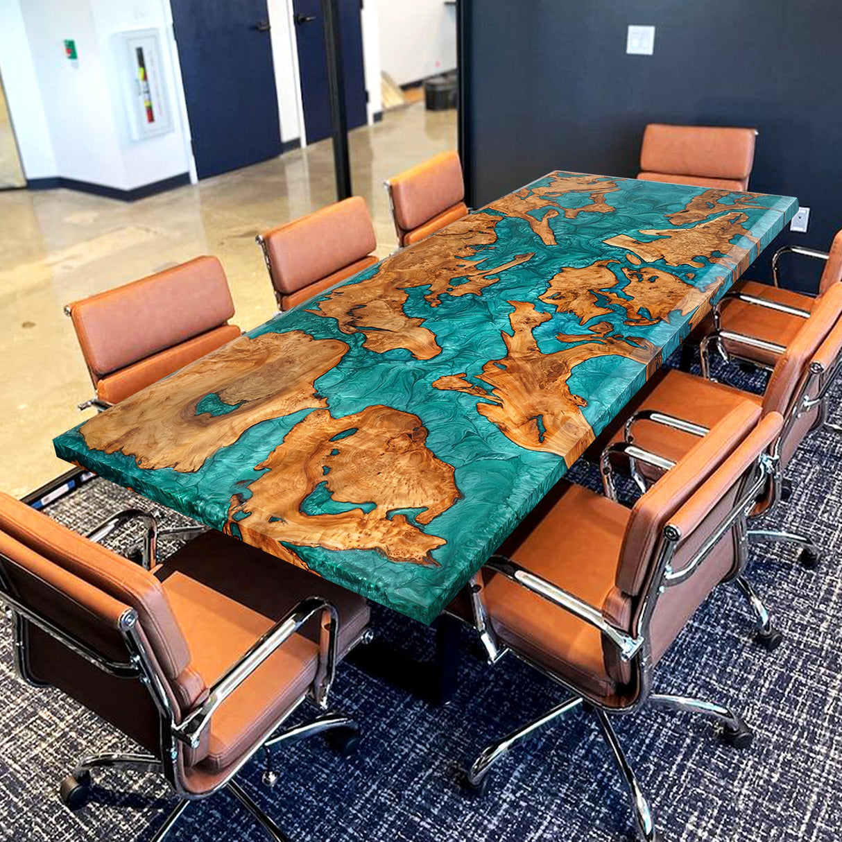 Elite Custom Cunninghamia Green Resin Wood Dining Table ECT-83