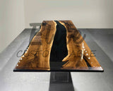 Elite Custom Retangular Black Walnut Wood Black Epoxy Dining & Conference Table ECT-01