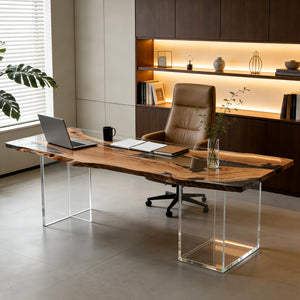 Elite Custom Live Edge Olive Wood Resin Office Table ECT-42