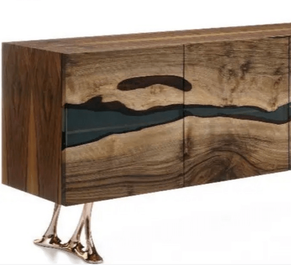 48"L × 18"D × 30"H Custom Walnut Record Storage Cabinet with Transparent Resin Front – Deposit Link for Shreni - Elitecustomtable