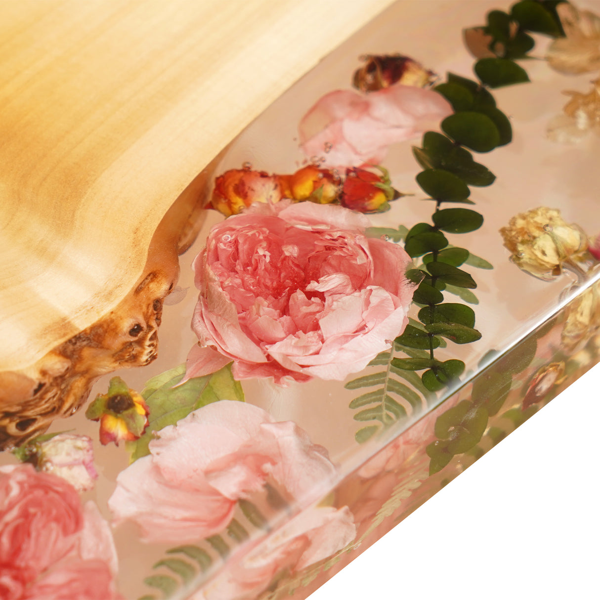 Custom Epoxy Poplar Art Flowers Coffee Table ECT-54