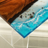 Elite Walnut Wood with Blue Seaside & Wave Epoxy Resin Dining Table ECT-196