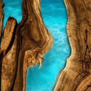 Elite Oval Black Walnut Table with Turquoise Resin Inlay ECT-200