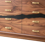 Elite Walnut Black Resin Gold-Accent 8-Drawer Dresser ECD-04