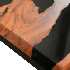 Elite Bevel - Edge Walnut Dining Table with Irregular Black Resin 72.05''L×30.31''W, EIT-36