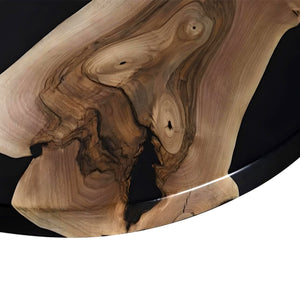 Custom Black Walnut Epoxy Resin Round Coffee Table ECT-118