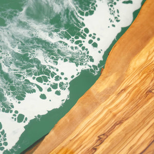 Elite Straight - Edge Olive Dining Table with Green Stream Resin 83.86"L×40.16"W EIT-19