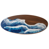 Elite Oval Black Walnut Dining Table with Ocean - Wave Blue Resin Inlay ECT-246