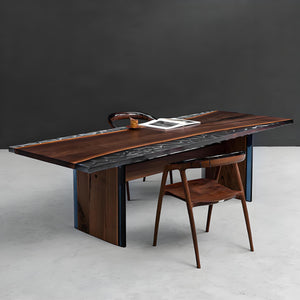 Elite Live - Edge Black Walnut Dining Table with Crystal Resin 100"L×35.82"W, EIT-01