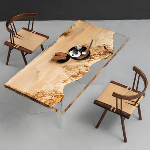 Elite Straight - Edge Poplar Wood Dining Table with Clear Epoxy 66.14"L x 31.57"W EIT-16