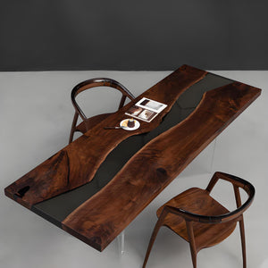 Elite Black Walnut Transparent Black Epoxy River Table 29.88"Wx87" L, EIT-06
