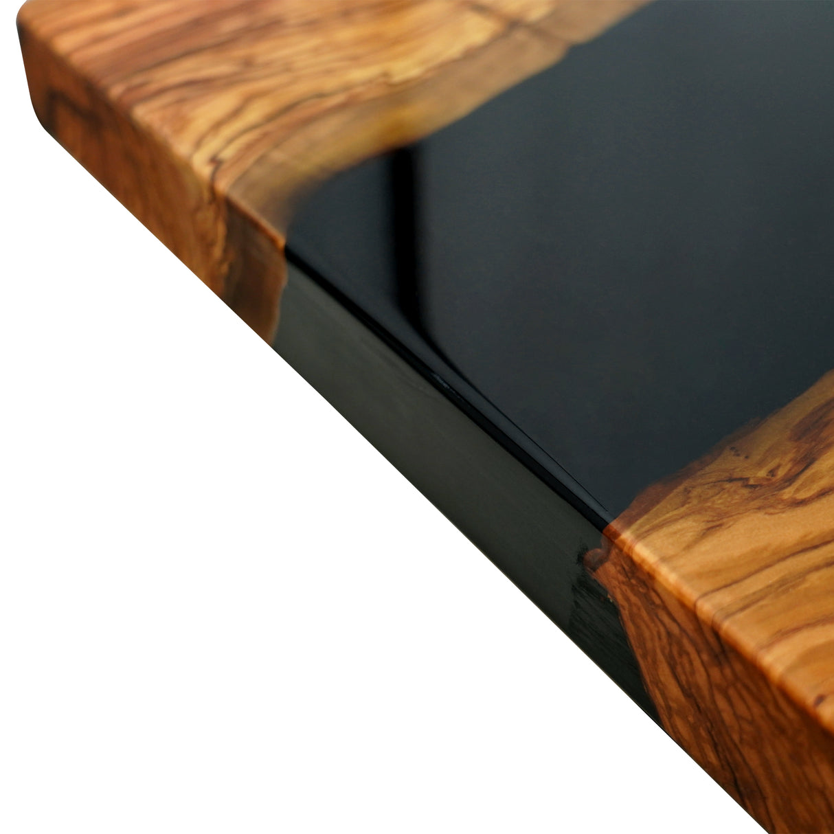 Elite Custom Modern Black Epoxy Inlaid Olive Wood Dining & Conference Table ECT-95