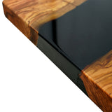 Elite Custom Modern Black Epoxy Inlaid Olive Wood Dining & Conference Table ECT-95