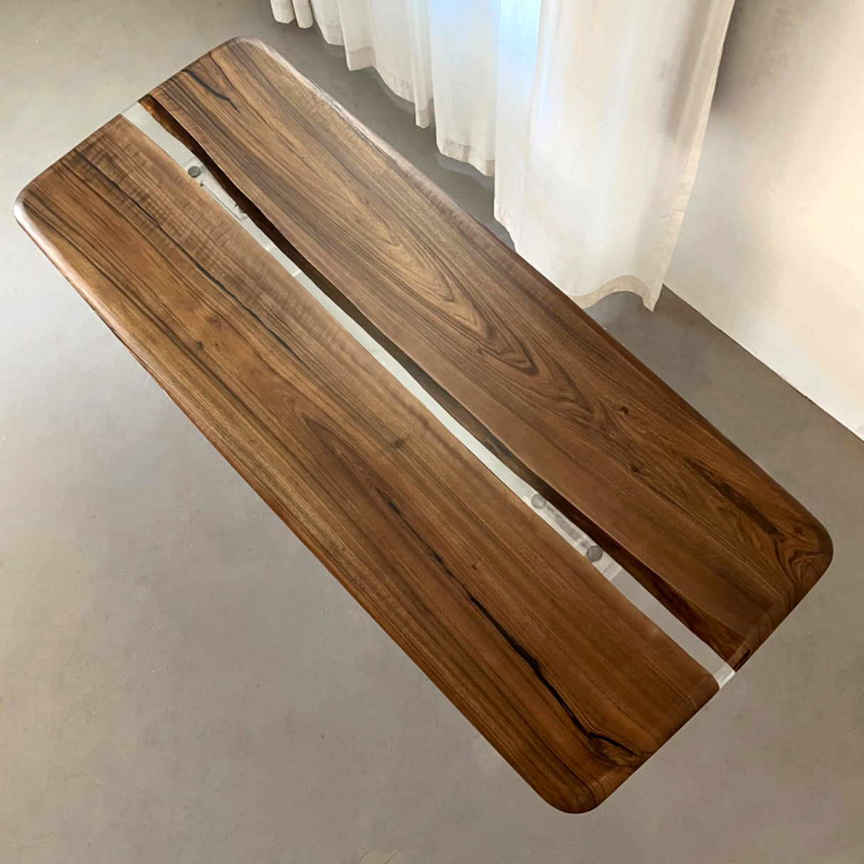 Elite Two-Piece Black Walnut & Transparent Epoxy Resin Dining Table ECT-159