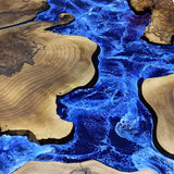 Elite  Natural Olive with Blue River Epoxy Resin Dining Table ECT-211