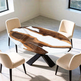 Elite Walnut Wood with White Epoxy Resin Oval Coffee & Dining Table ECT-182