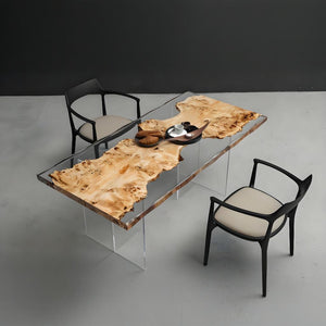 Elite Live - Edge Poplar Wood Dining Table with Clear Epoxy 67.41"Lx 32.20"W, EIT-15