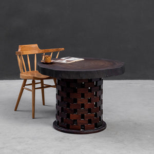 Elite Rustic Black Walnut Round Coffee Table with Live Edge EWT-02