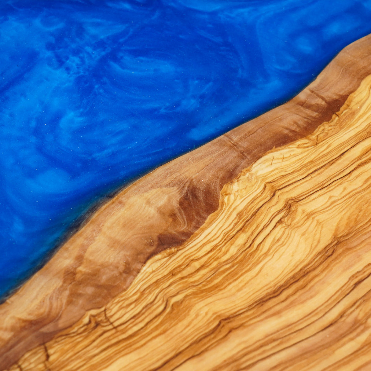 Elite Natural Olive & Flowing Ocean Blue Epoxy Resin Dining Table ECT-174