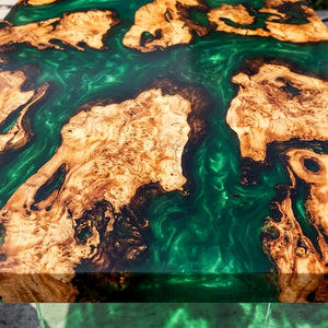 Custom Poplar Green Epoxy Resin Patio Dining Table | ECT-427