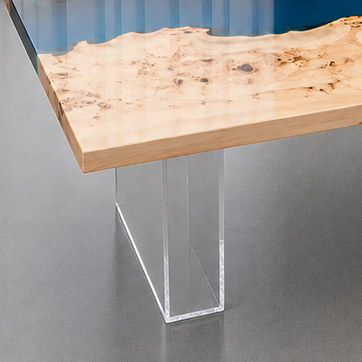 Poplar Blue Epoxy Resin River Dining Table | ECT-378