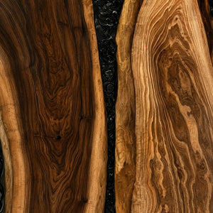 Custom Straight Edge Walnut Black Epoxy Resin Conference Table | ECT-400