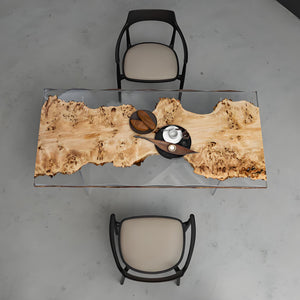 Elite Live - Edge Poplar Wood Dining Table with Clear Epoxy 67.41"Lx 32.20"W, EIT-15