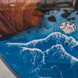 Elite 47.05" Diameter Round Walnut Table with Ocean - themed Resin Inlay EIT-39