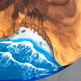 Elite Walnut Wood & Blue Ocean Wave Epoxy Round Table ECT-47