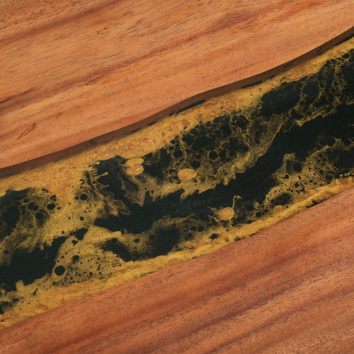 Elite Walnut Wood with Black Epoxy  and Yellow Gold Dining and Conference Table ECT-168