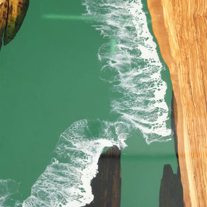 Elite Straight - Edge Olive Dining Table with Green Stream Resin 83.86"L×40.16"W EIT-19