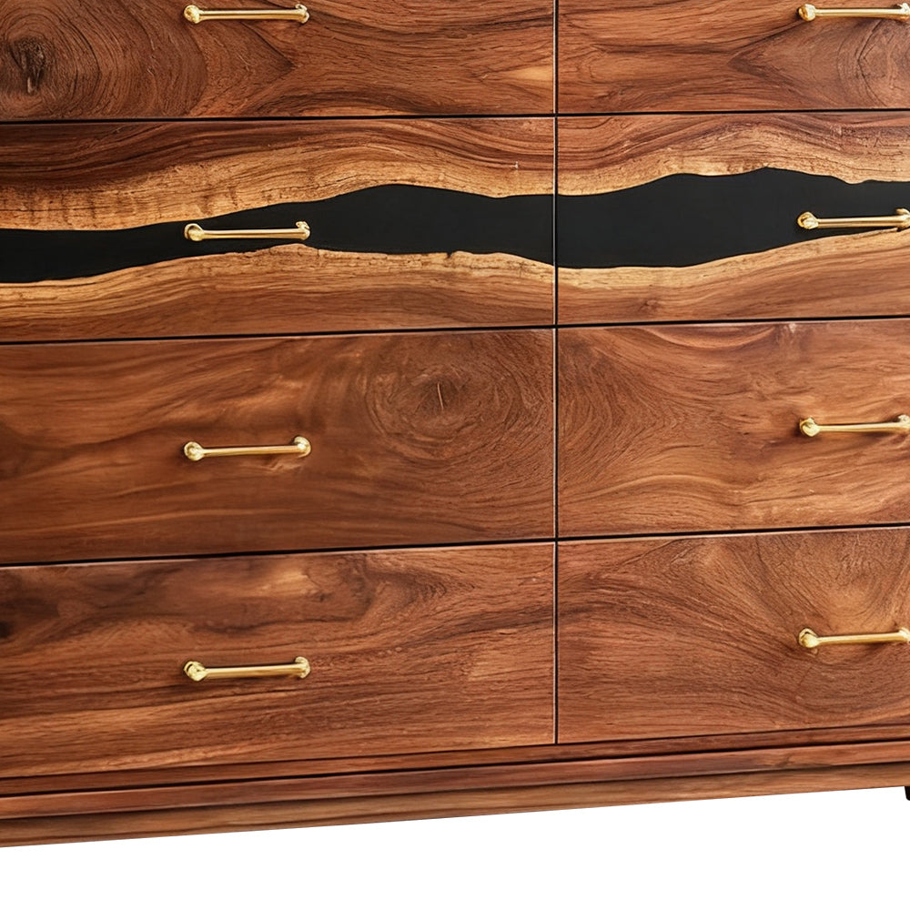 Elite Walnut Black Resin Gold-Accent 8-Drawer Dresser ECD-07