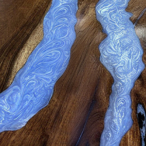 Elite Straight - Edge Walnut Dining Table with Sky - Blue Resin Inlay ECT-233