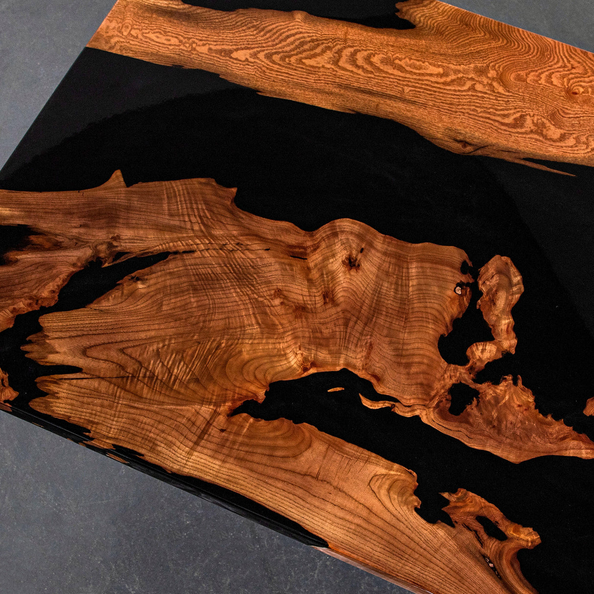 Elite Olive Wood & Black Resin River - Style Dining & Conference Table ECT-213