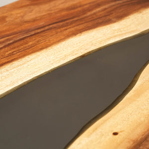 Elite Straight - Edge Walnut Dining Table with Semi - Transparent Black Resin 108"L×42"W, EIT-14