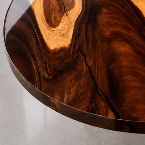 Custom Round Walnut Dining Table with Crystal Clear Epoxy Resin | ECT-323
