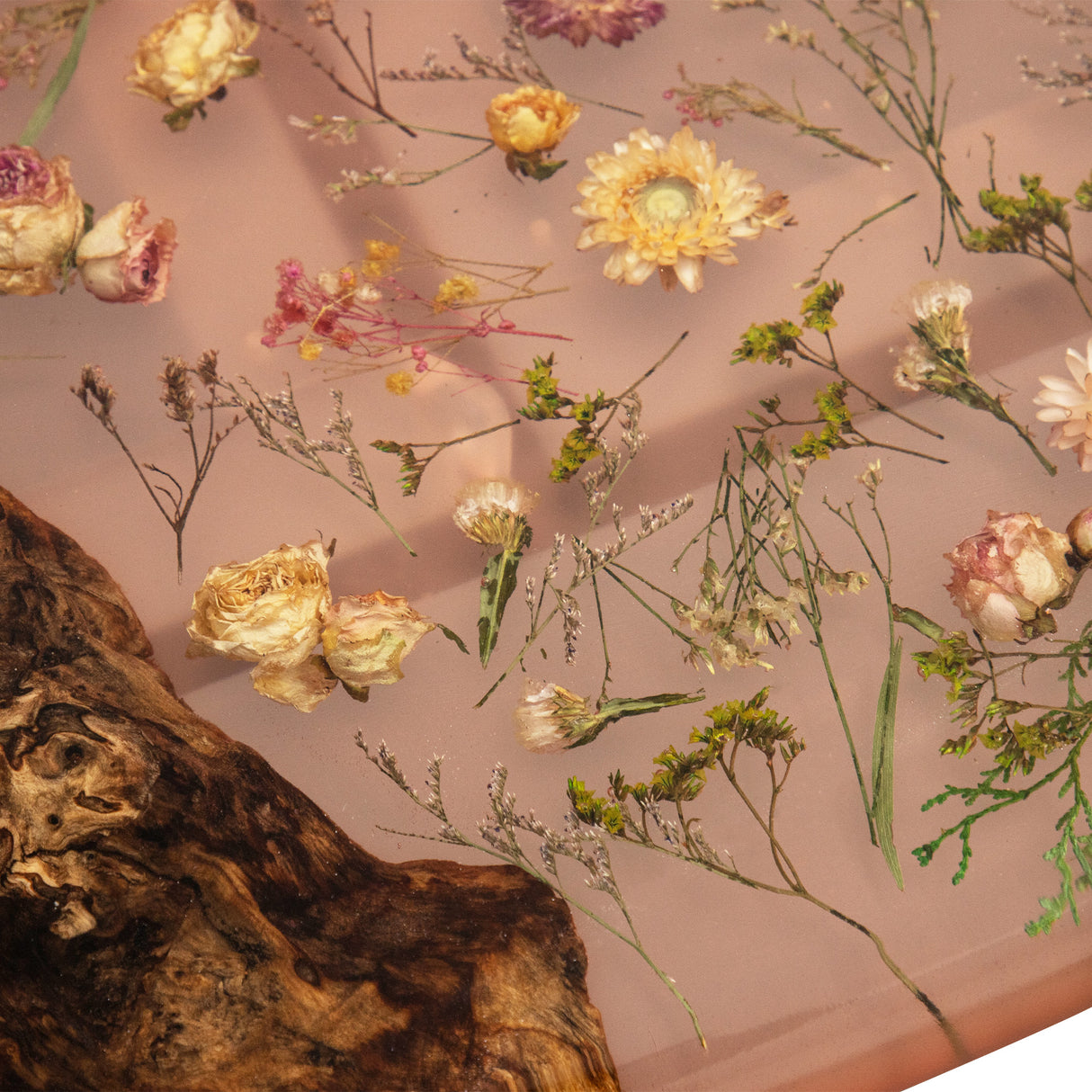 Elite DIY Poplar Oval Dining & Coffee Table with Embedded Dried Flowers ECT-217